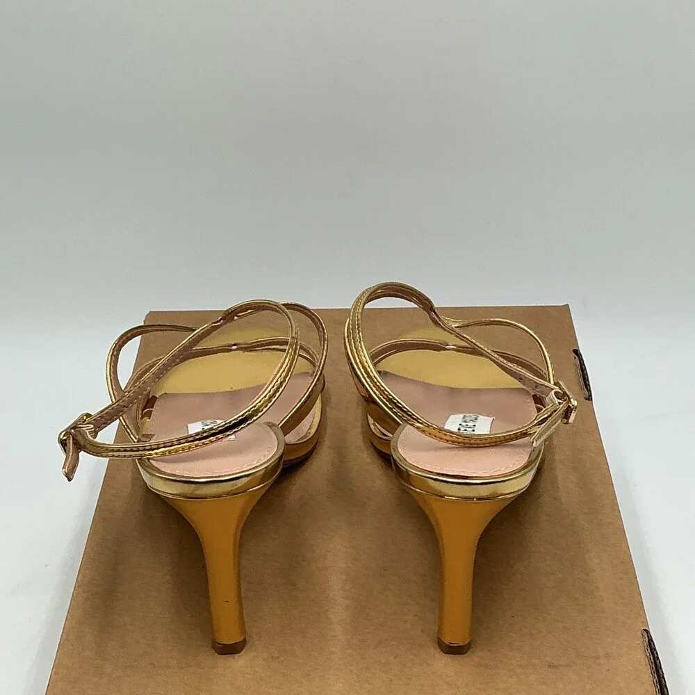 Steve Madden Gracia Sandals Women's US 6 Gold Stiletto Heel Strappy Eby4480